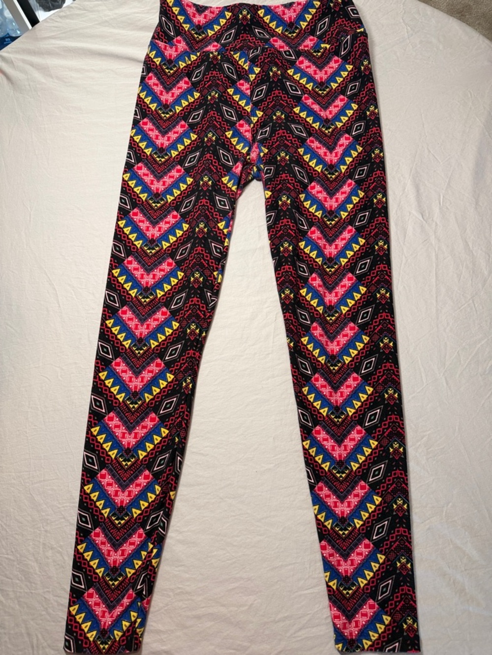 LuLaRoe Girls Chevron Aztec Leggings - Black, Pink, Yellow, Blue